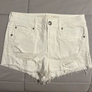 American Eagle White Denim Shorts Size 8